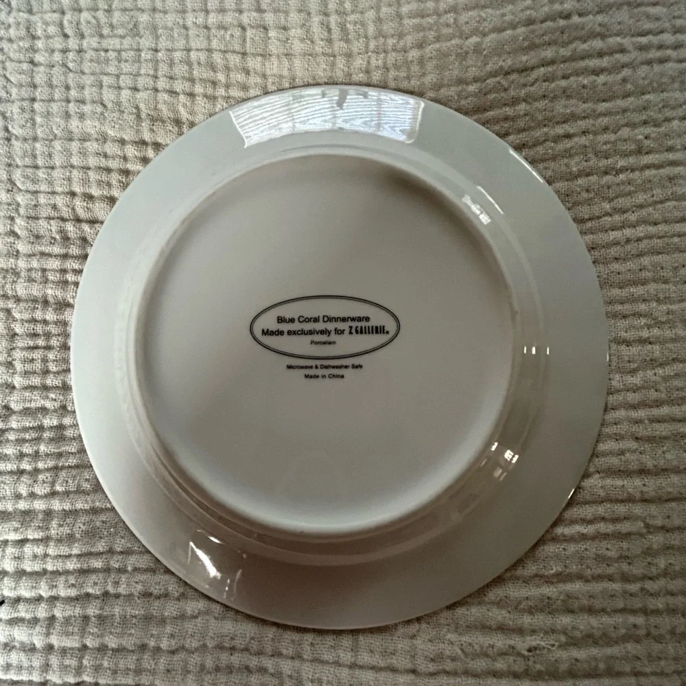 Z Gallerie Blue Coral Porcelain 8” Salad Plates. Set Of 2. Retired HTF